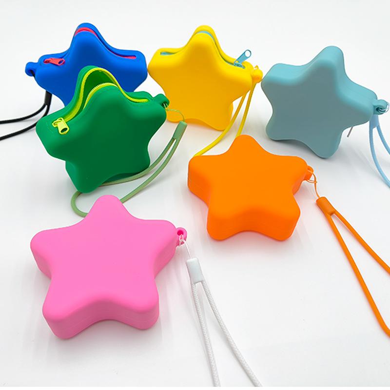 Creative Silicone Coin Purse Portable Zipper Cosmetic Bag Starfish Shape Earphone Bag Women Girls Multifunction Storage Bag
