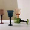Medieval Goblet Champagne Wine Glass French Home Colored Vintage Vertical Green Cobalt Blue Amber Roman Column Wedding Wine Cup