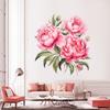 Peony Floral Wall Stickers, Self-Adhesive Decor for Bedroom Background Wall Decoration