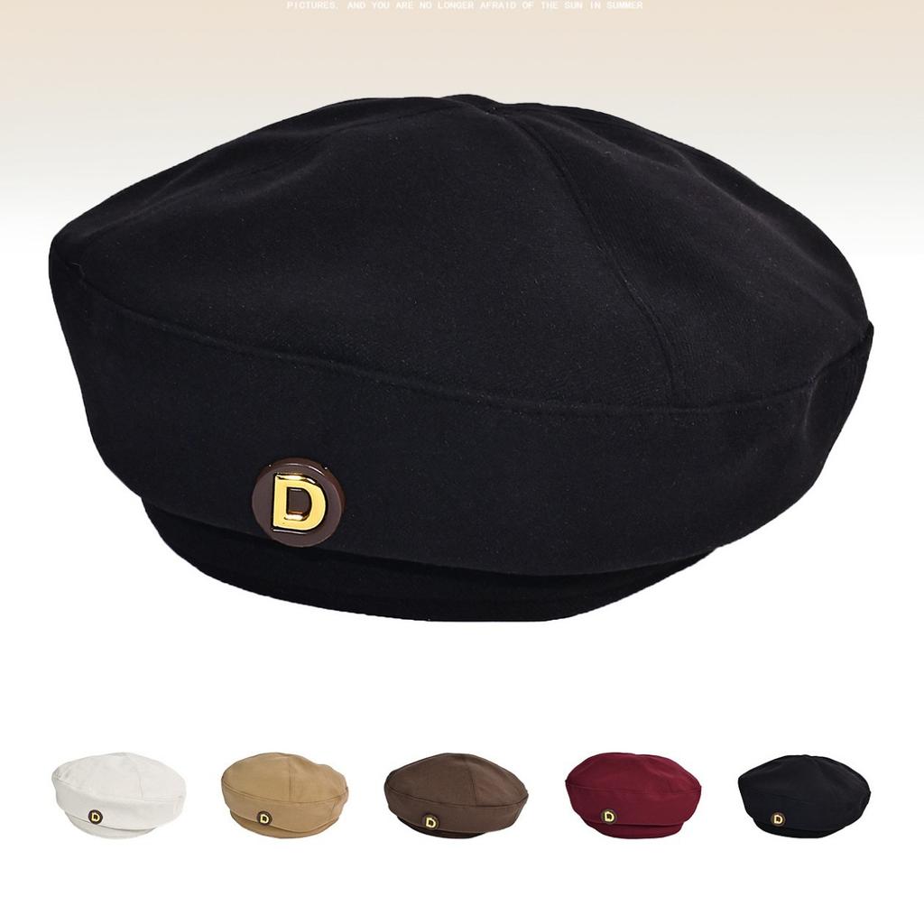 Korean Version of Autumn and Winter New Sweet Hat for Women Versatile Letters Small Label Bele Painter Hat Retro Face Showing Small Beret Hat