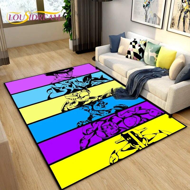 Jojo's Bizarre Adventure Anime-Teppich, Teppich für Wohnzimmer, Schlafzimmer, Sofa, Fußmatte, Dekoration, rutschfeste Bodenmatte für Kinderspiele