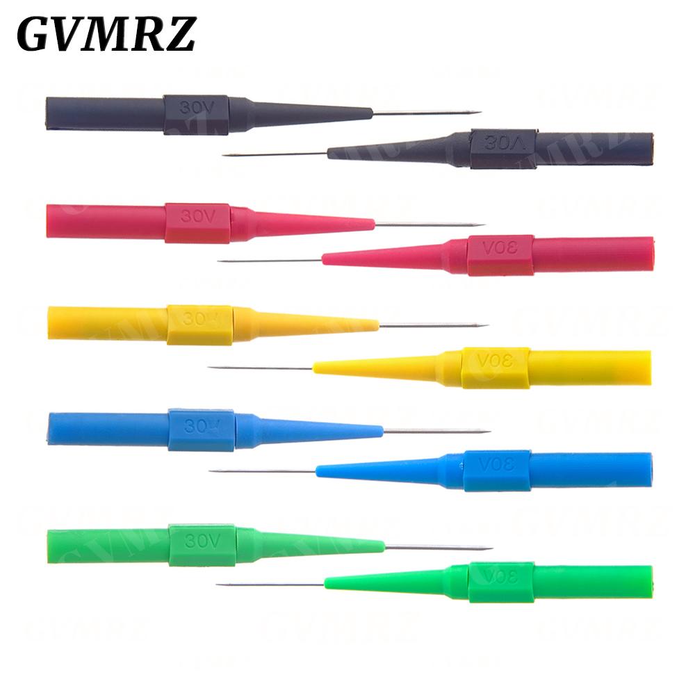 5 Stück 0,7 mm/1,0 mm Isolationsdurchstech-Nadel Nicht-zerstörende Multimeter-Testspitzen 30V Messgerät für Bananenstecker