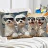 Vibrant Bohemian Style Short Plush Pillow Cover 45x45cm Charming Dog Living Room Bedroom Decor (Pillow Insert Not Included)