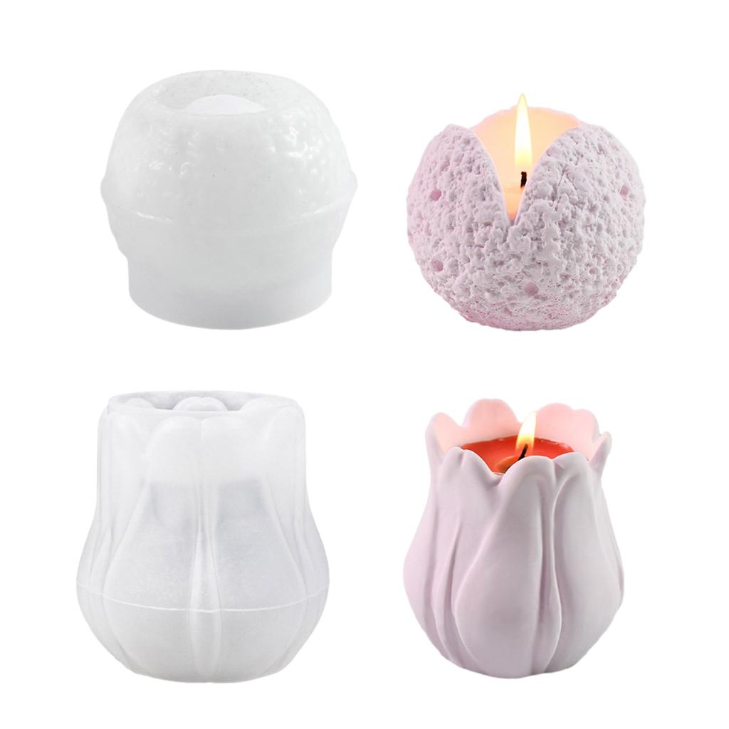 Stampo in Silicone 3D per Candeliere Stampo Decorativo per Base di Candela Stampo per Vaso di Candela in Gesso Elegante Stampo per Decorazioni Domestiche