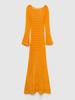 EDOLYNSA Sexy Cut Out Bell Sleeve Solid Knit Crochet Beach Maxi Dress 2024 Women Summer Chic Swimsuit Cover Up Elegant Party Outfit K23