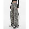 American Retro Tooling Camouflage Washed Trousers Loose Wide Leg Straight All-match Sports Casual Pants Women's Fashion Trousers