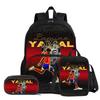 Set de 3 piezas L-Lamin Yamal con Mochila con Bolsillo Frontal Material Escolar Estrella de Fútbol Bolso Escolar, con Bolsa para el Almuerzo, Estuche, Mochila