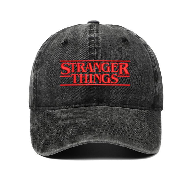 

Stranger Things Baseball Cap With Embroidered Geometric Design For Casual Wear чёрный