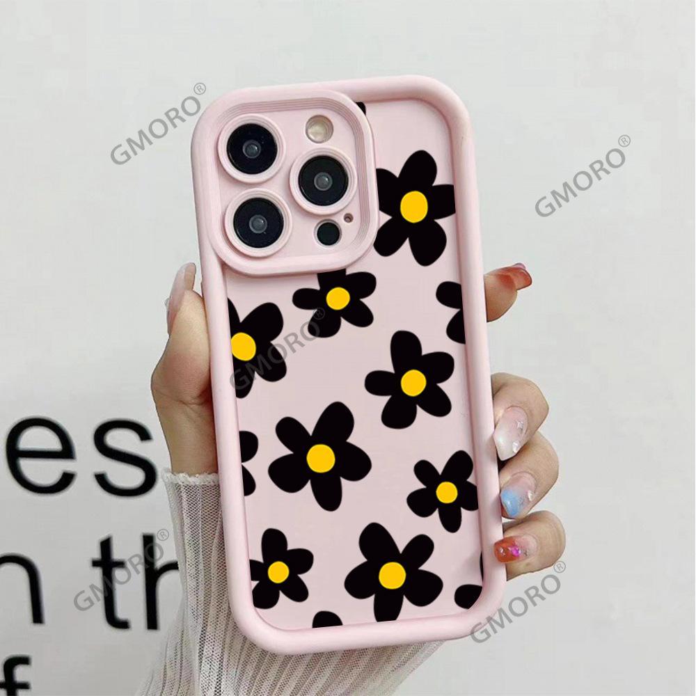 South East Asia Full Screen Black Flower Mobile Phone Case iPhone17 Girls High Value Apple 16pm Silicone Case