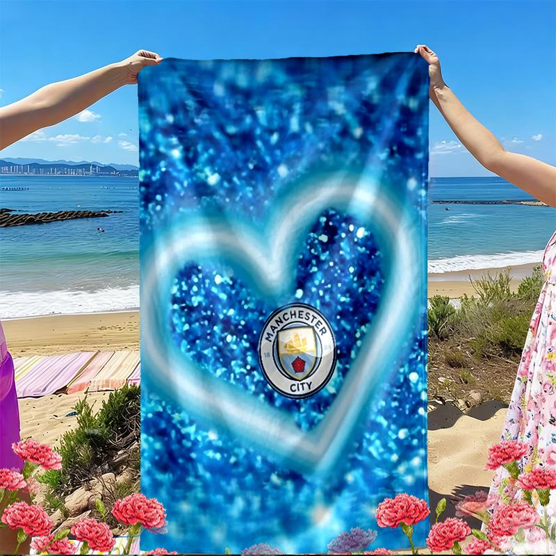 Football Team City FC Print Beach Towel, Versatile Lightweight Absorbent Beach Towel for Pool Surf Yoga Bathroom, Perfect Birthday Holiday Gift