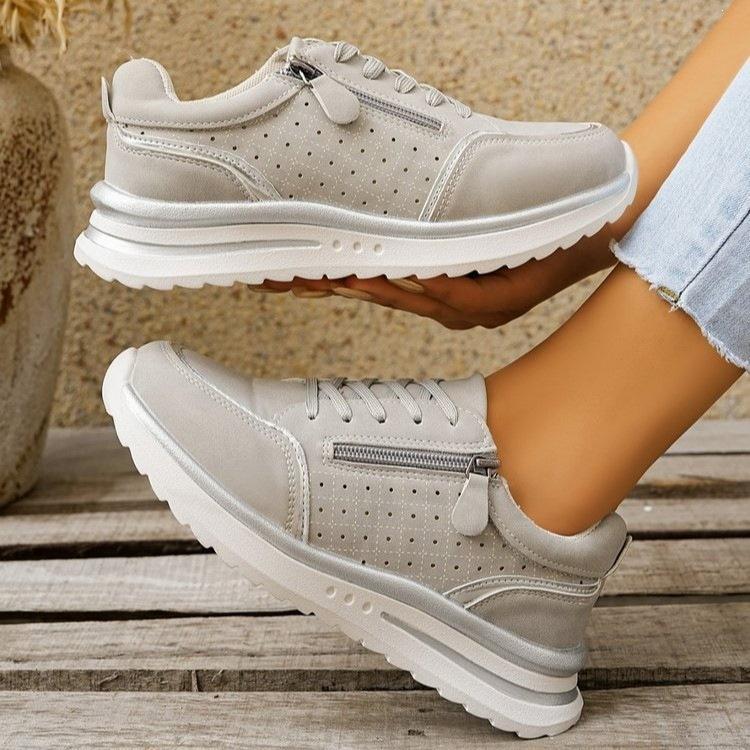 Plus Size Breathable Sports Shoes with Side Zipper - Autumn 2025 New Chunky Sole Comfort Running Shoes