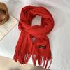 Scarf women's winter high-end sense new imitation cashmere solid color versatile warm fringed shawl scarf