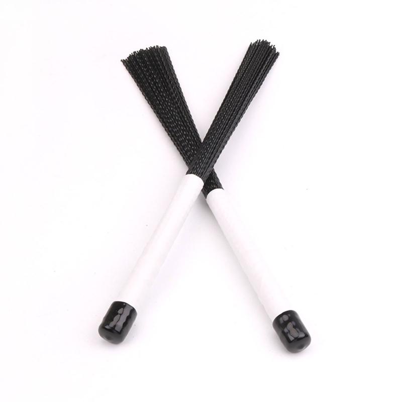 2pcs Jazz Drum Brushes Retractable Nylon Bristle Drum Sticks Percussion Drumsticks Musical Accessories for W/ Rubber Han