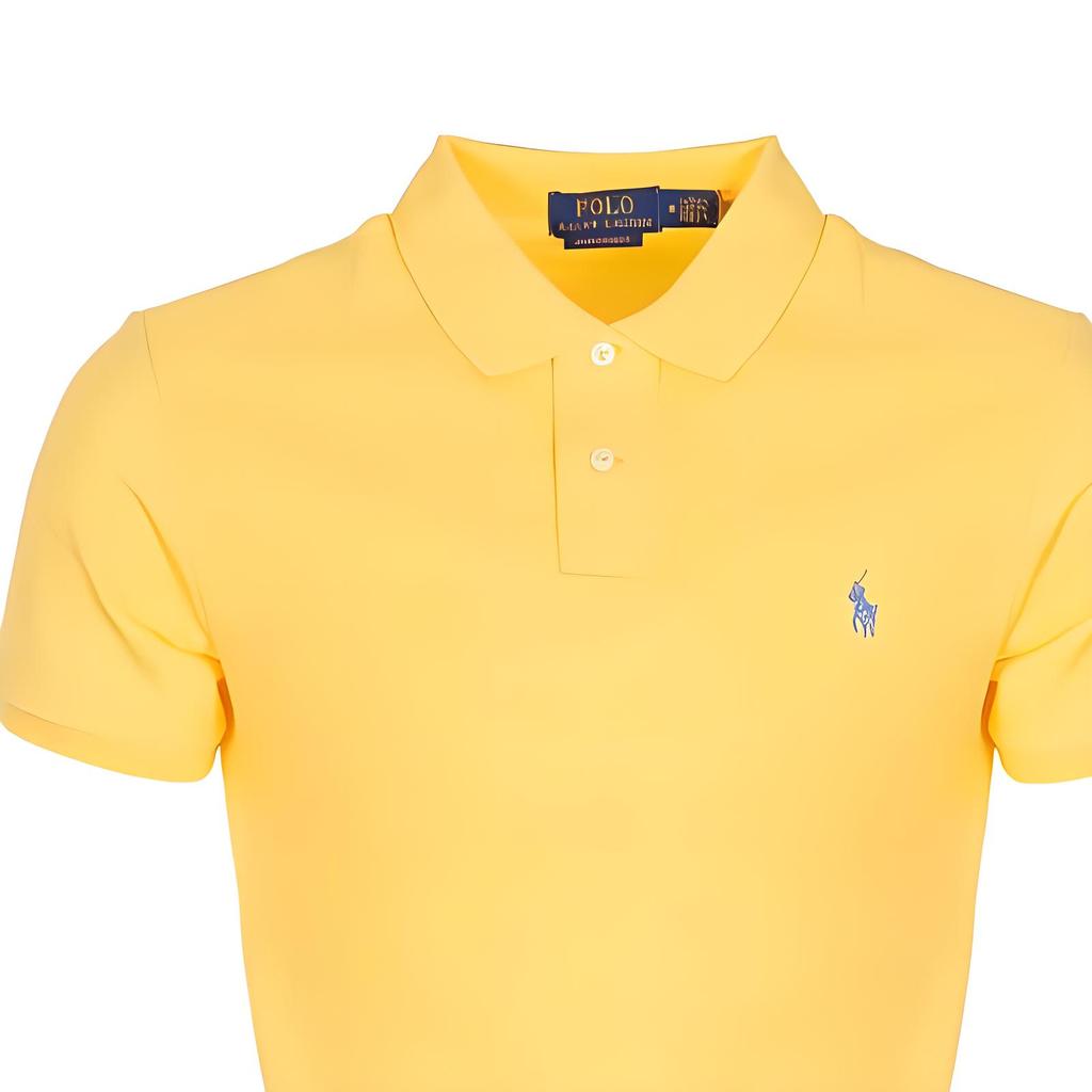Polo Ralph Lauren Logo Embroidered Slim Fit Short Sleeve Polo Shirt Men tops Yellow 710680784-361