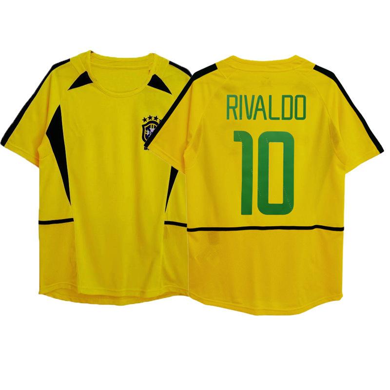 98-02 Brazil Home Jersey No. 6 Carlos No. 7 Ronaldinho No. 9 Ronaldinho Retro Classic Jersey