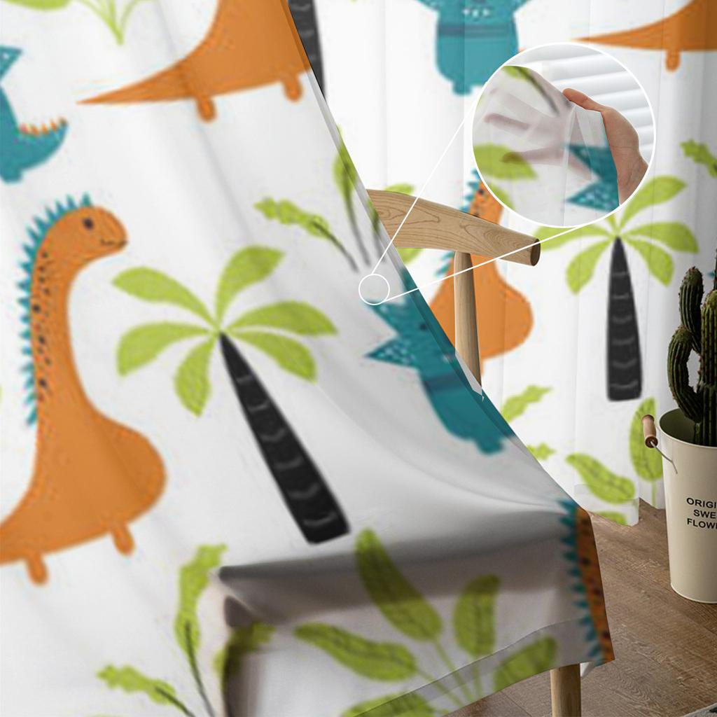 Dinosaur Cute Kids Tulle Curtains For Living Room Bedroom Christmas Chiffon Sheer Voile Kitchen Curtain