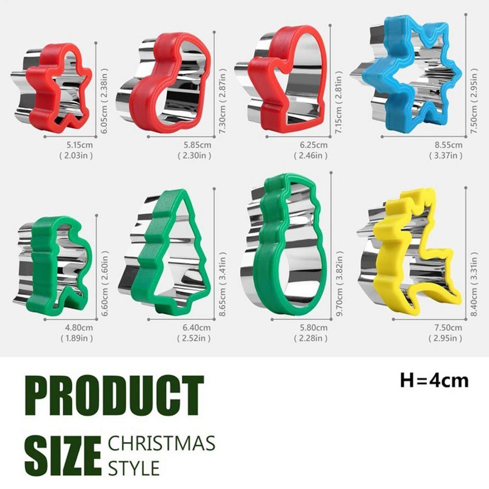 Cookie Cutter Christmas 8 Pieces Professional Baking Mold Stainless Steel Snowflake Tree Gingerbread Deer Santa Claus Pastry