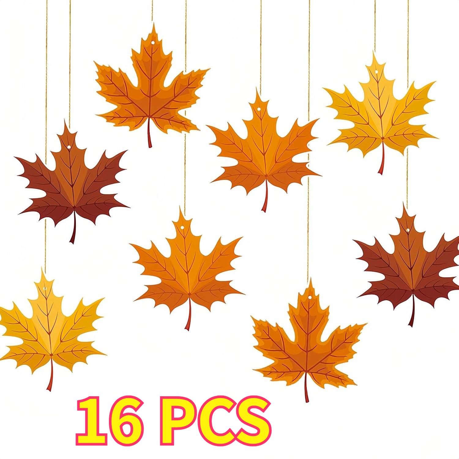 

16 PCS Big Maple Leaf Paper Swirls – Fall Thanksgiving Hanging Ceiling Decor for Autumn Harvest Party, Classroom & Home Supplies 6.4x6.0 inch