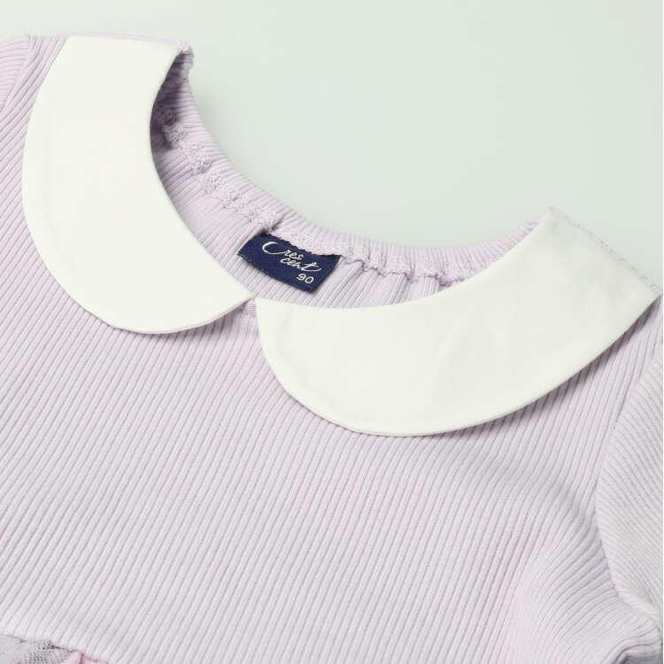 [Children's Clothing] Crescent (Crescent) Collared Tulle Docking Long Sleeve Dress 80cm-130cm N60300