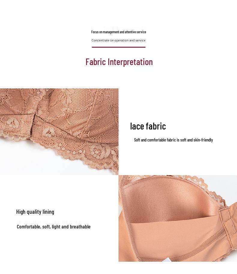 Cross-Border Sexy Lace Seamless Front Buckle Bra - Large Size, No Steel Ring, Beautiful Back Design