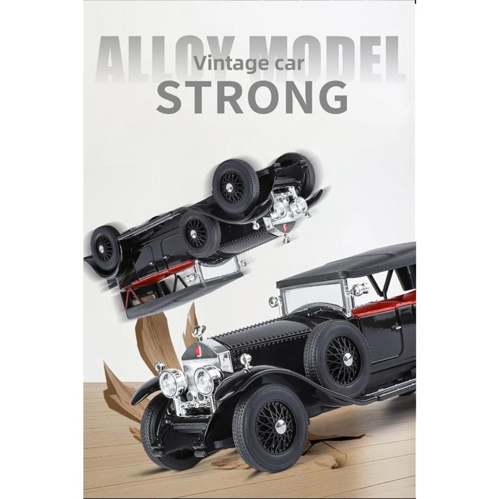 Simulation 1/24 Rolls-Royce Phantom Vintage Car Alloy Car Model Collection Ornaments Sound Light Pull Back Boy Gift Sound Light Miniature