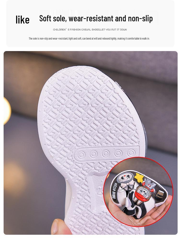 2025 Cartoon Toddler Sports Shoes: Korean-Style Leather Running & Casual Shoes for Boys, Spring/Autumn