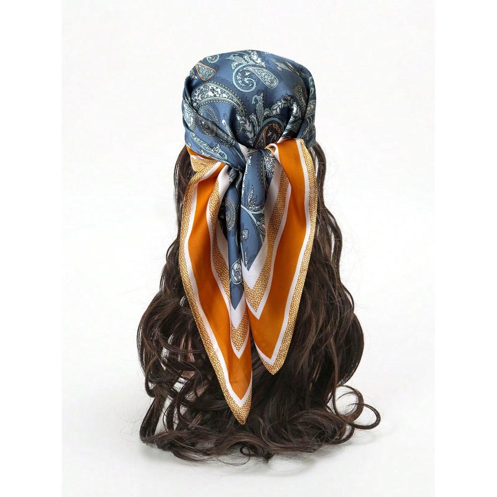Luxury Print Imitation Silk Square Scarf Thin Hair Scarf Headband New Neck Tie Shawl Wraps  Women