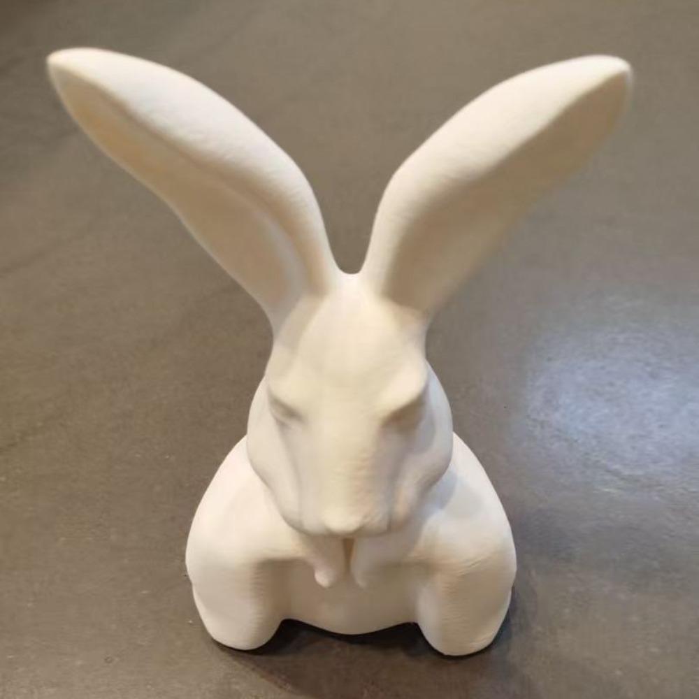 

3D Printed Easter Decorations Light Luxury Nordic Style Rabbit Figurine Modern Minimalist Easter Rabbit Bust Home Decor 6.6-5.8-12cm белый