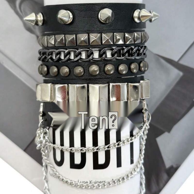 Cross-Border Motorcycle Punk Leather Rivet Bracelet: Chain, Street Dance Style