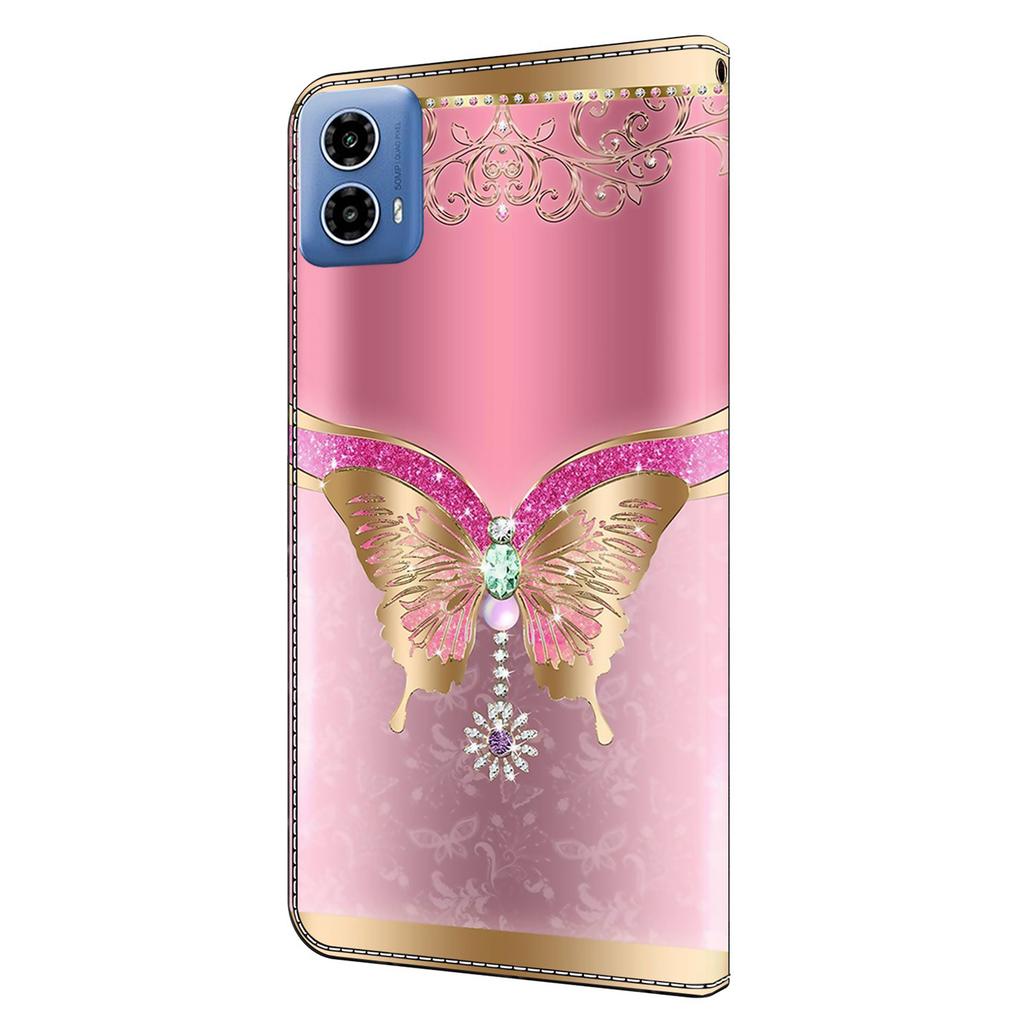 Für Motorola Moto G24 Power Leder Ständerhülle 3D Musterdruck Brieftasche Handyhülle