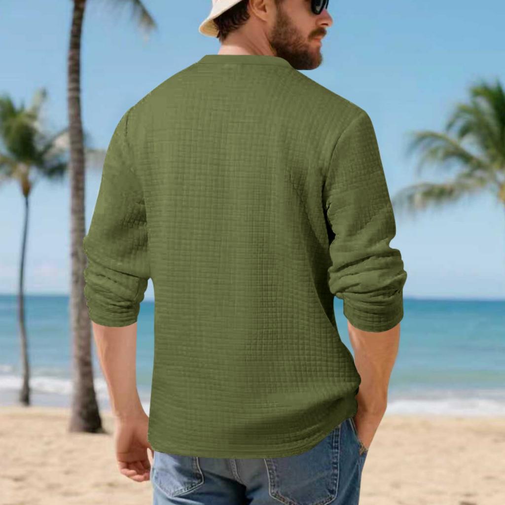 Men's Vintage Long Sleeve T-Shirt | Loose Fit Thermal Base Layer For Casual & Layering