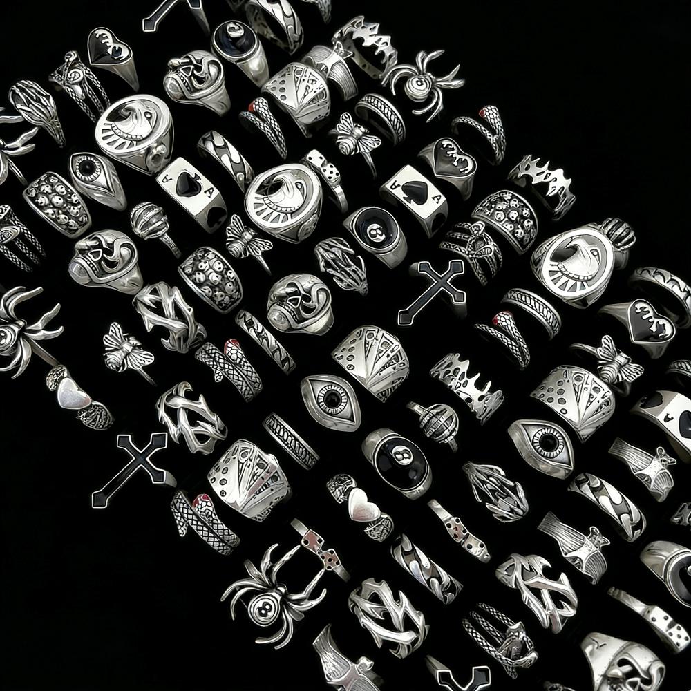 10/20 Pezzi Set di Anelli Teschio Punk Vintage Per Donne Uomini Stile Misto Moda Gotico Hip Hop Occhio Ragno Gioielli Regali per Feste
