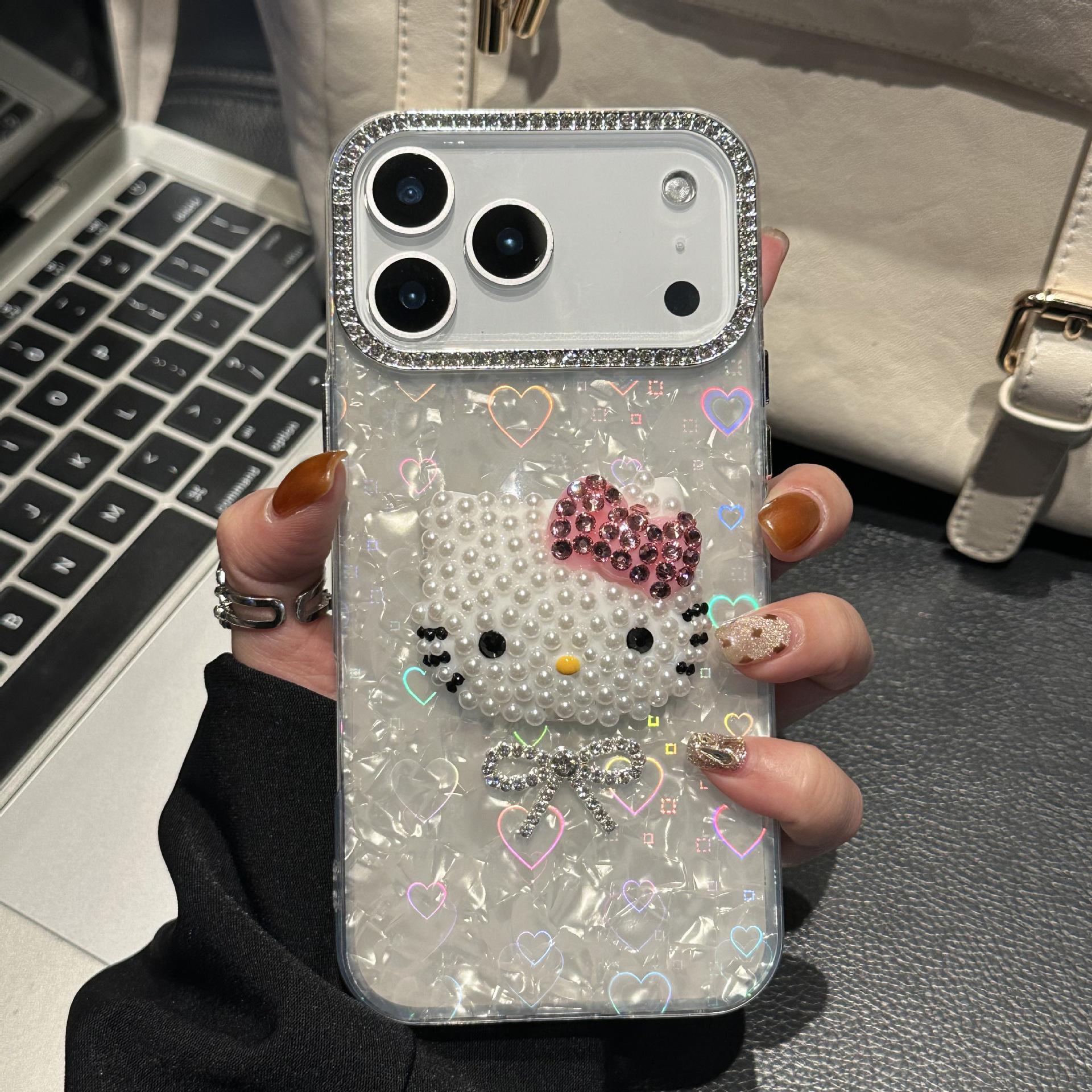 KT Cat Heart Shell Pattern Phone Case for iPhone 15/12/17ProMax iPhone 11