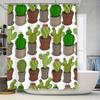 Hand-Drawn Cactus Shower Curtain Bathroom Decor Set For Home Decoration Green Plants Pattern Wall Hanging Size: 72 X 84 (183Cmx2