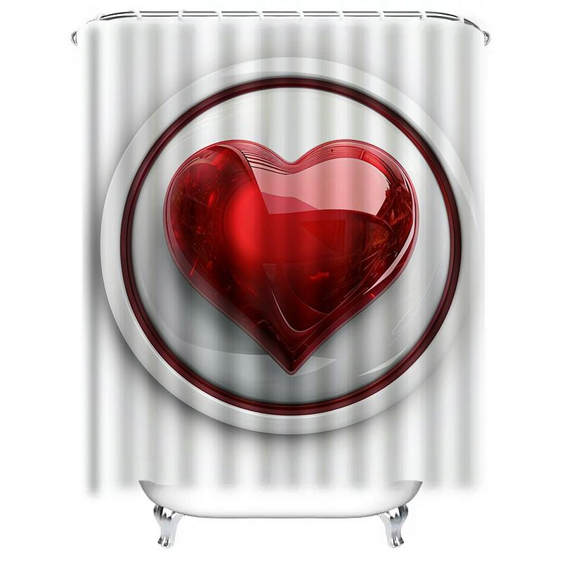 3D Red Heart Shower Curtain - Modern Bold Design for an Elegant, Stylish, Romantic Bathroom Décor