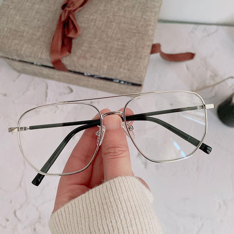 Retro Double Beam Flat Glasses Irregular Business Glasses Frame Trendy Men And Women Personality Can Be Matched With Myopia Glasses Frame