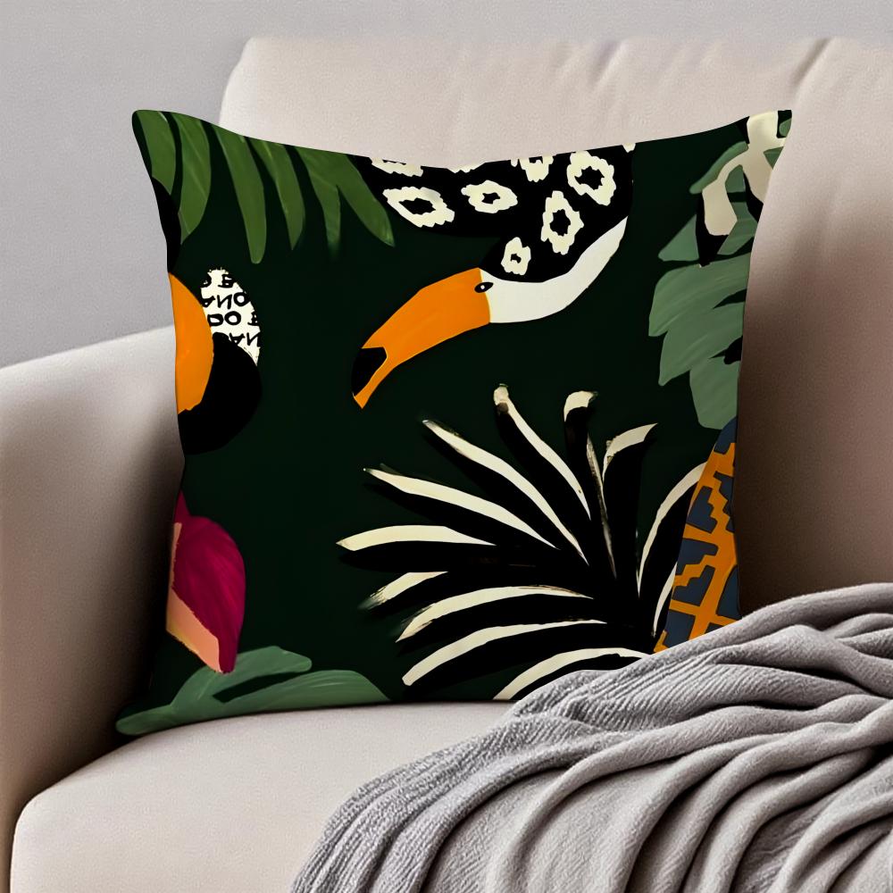 Creative Abstract Illustration Art Cushion Cover Pillowcase Antidustmite Invisible Zipper Short Plush Sofa Cushion