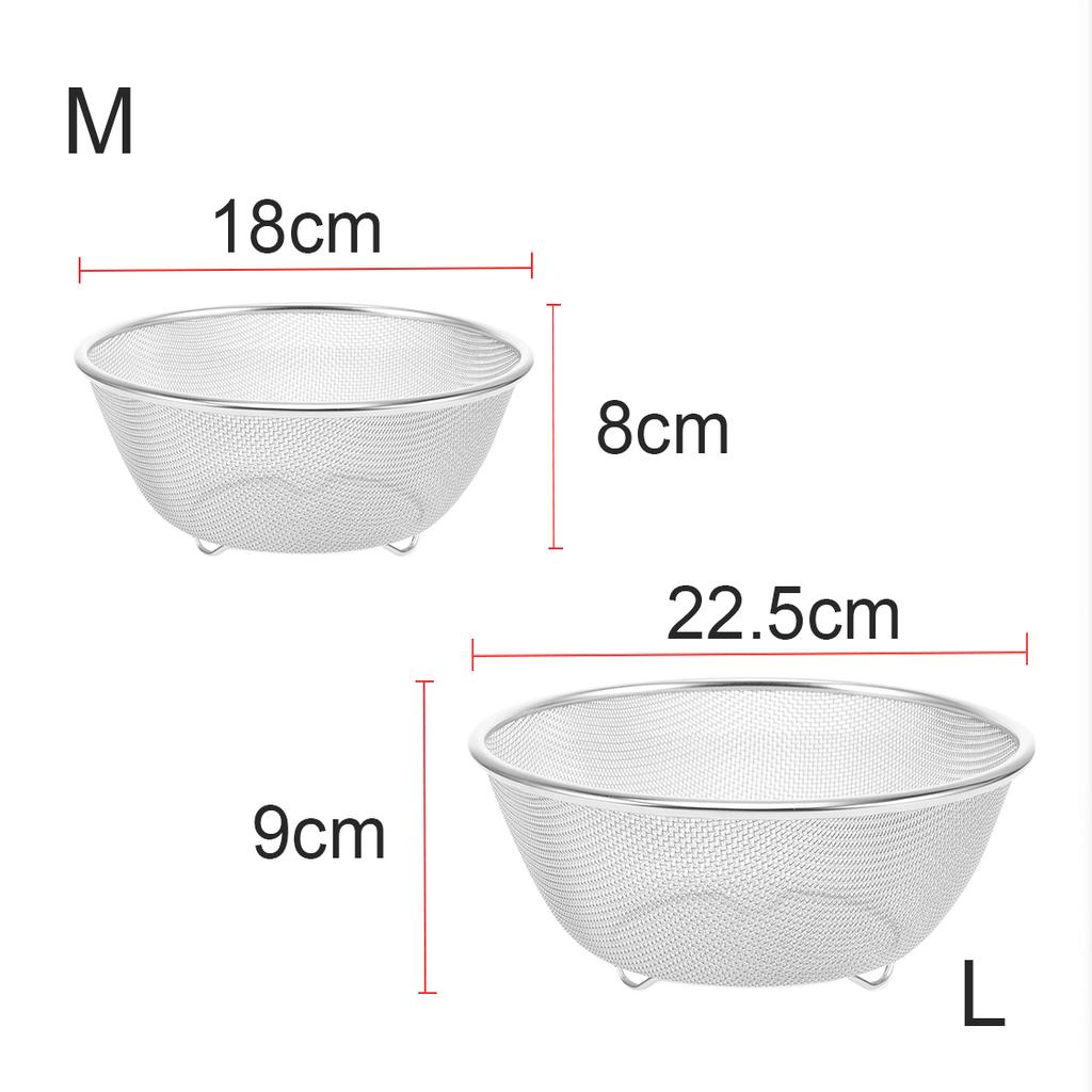 Stainless Steel Colander Strainer Basket Rice Vegetable  Fruits Clean Fine Sieve Drain Basket Kitchen Perforated Mesh Colander