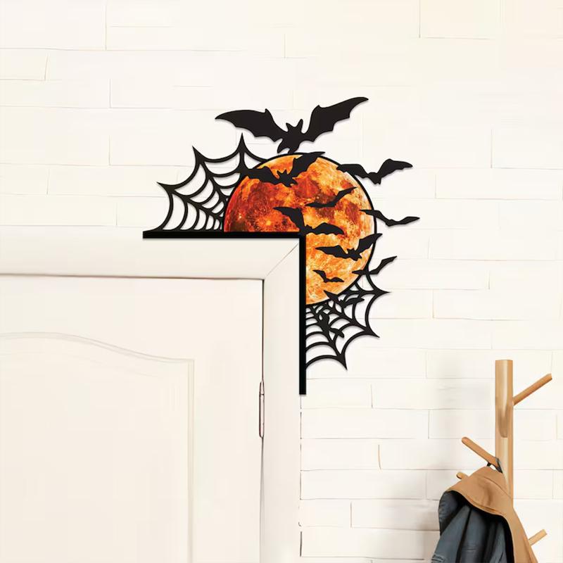 1PC Unique Halloween Door Lintel Decoration Spider Web Door Corner Decoration 25x22cm