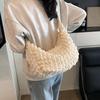 Shoulder Bag Pleated Bubble Crossbody Bag Dumplings Bag Large Capacity Light Weight Tote Bag Korean Style Plaid Fold Cloud Bag