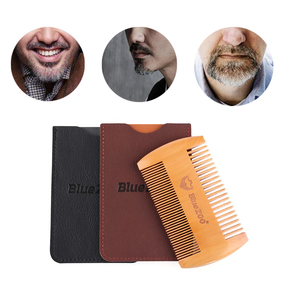 Styling Tool Wooden Card Package Beard Comb Hair Mustaches Brush Fine Coarse Teeth Double Side