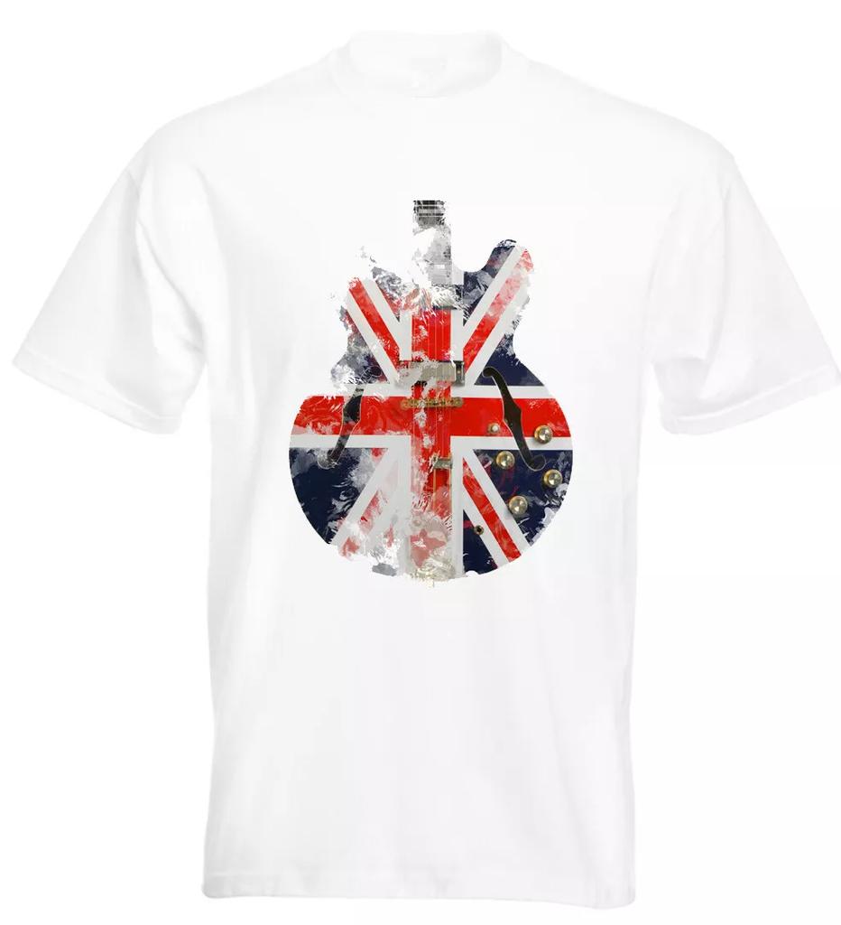 Oasis Union Jack Guitar Distressed T Shirt Noel Gallagher Liam Gallagher