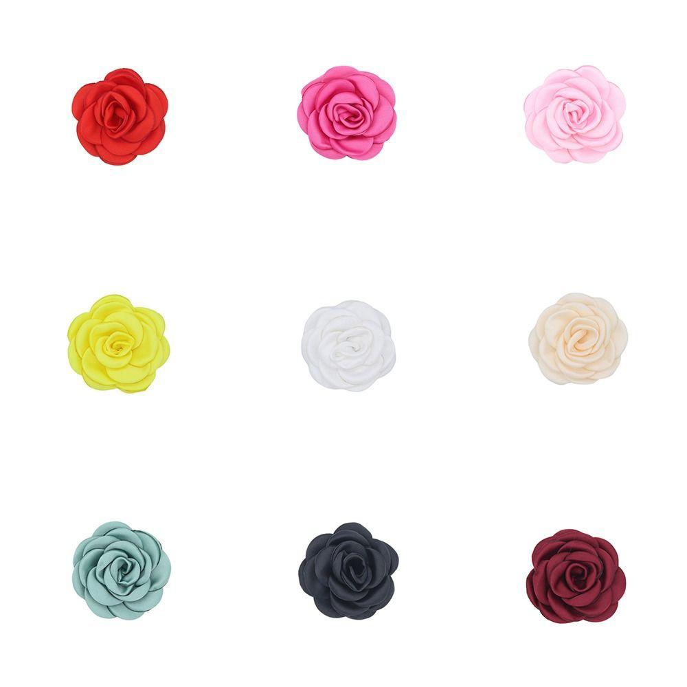 Satin Rose Fabric Artificial Flower Camellia Flower Silk Dress Decoration Headwear Handmade Hair Accessory