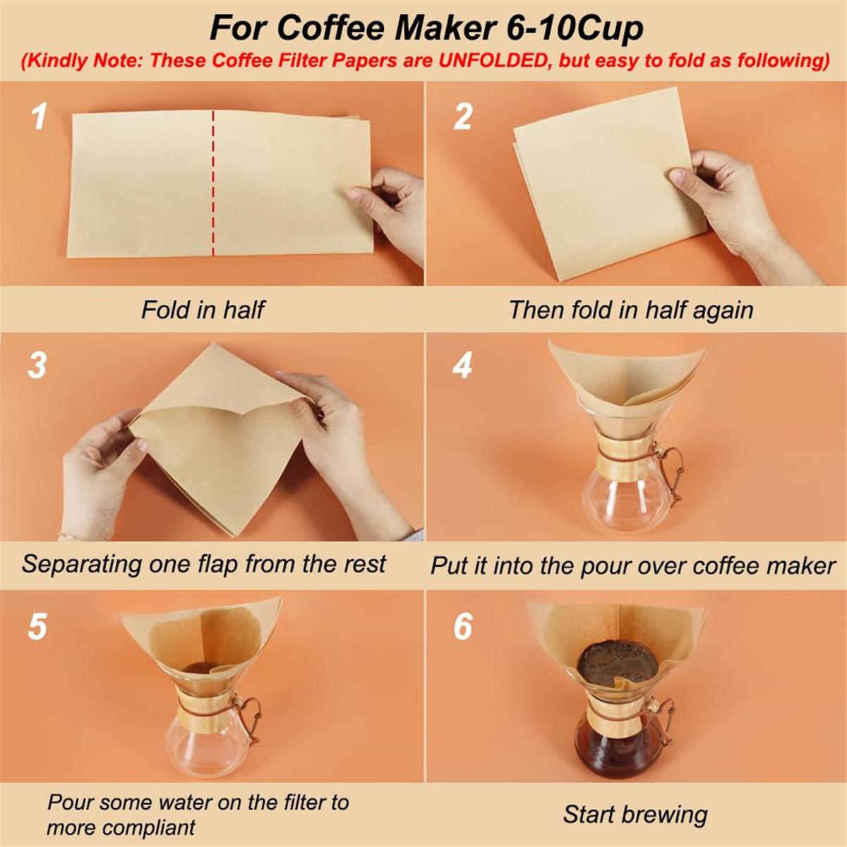 N-ABUB 100Pcs Pour over Coffee Filter,Natural Square Disposable Coffee Filter Paper for Pour over Coffee Maker Drippers NONE