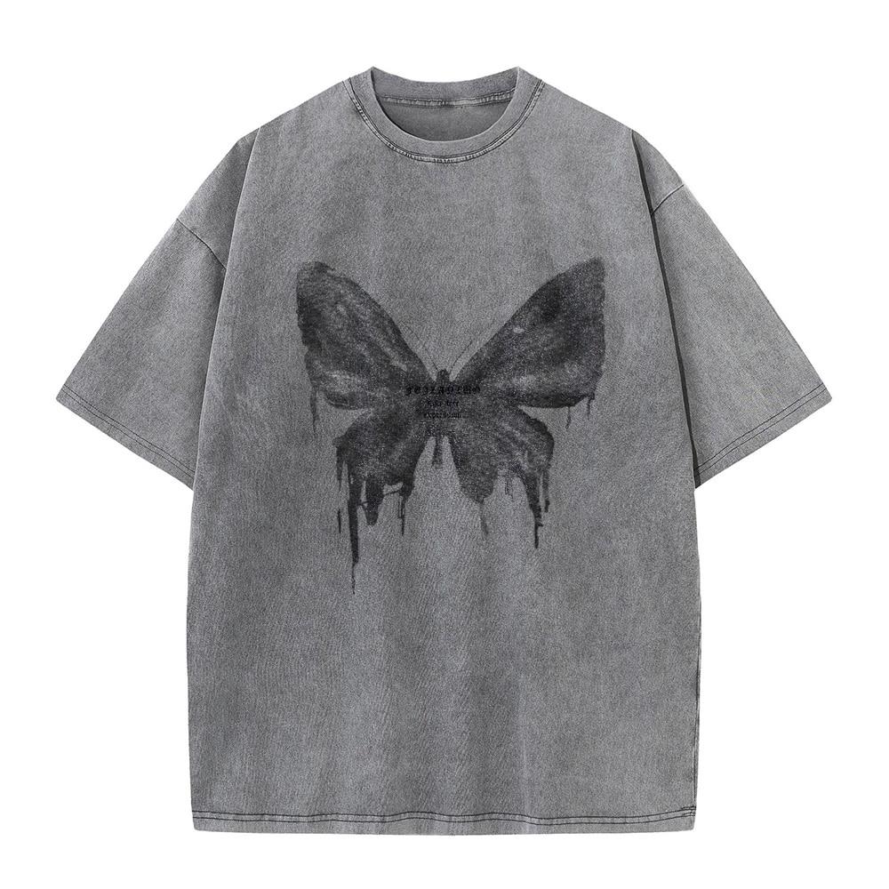 240G Cotton Vintage Short-sleeved T-shirt Men Y2K American Retro T Shirt Women Summer Hip Hop Tees Harajuku T-shirts