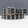 Men's and Women's European & American Punk Style Leather Belt with Flower Rivet and Eyelet Design