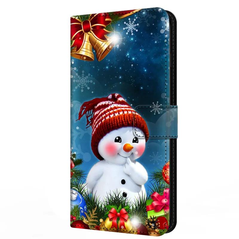 Leather Wallet Case For Infinix Smart 8 Plus Pro Stand Magnetic Flip Case For Smart8 pro Christmas Santa Cover Card Slots Funda