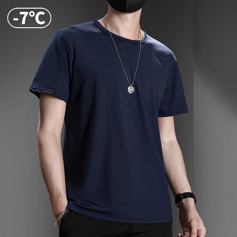 Men's Quick-Dry Ice Silk Mesh T-shirt - Breathable, Lightweight, Short Sleeve for Summer Sports