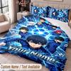 Custom Name Text 3Pcs Bedding Set Blue Lock Duvet Cover And Two Pillowcases
