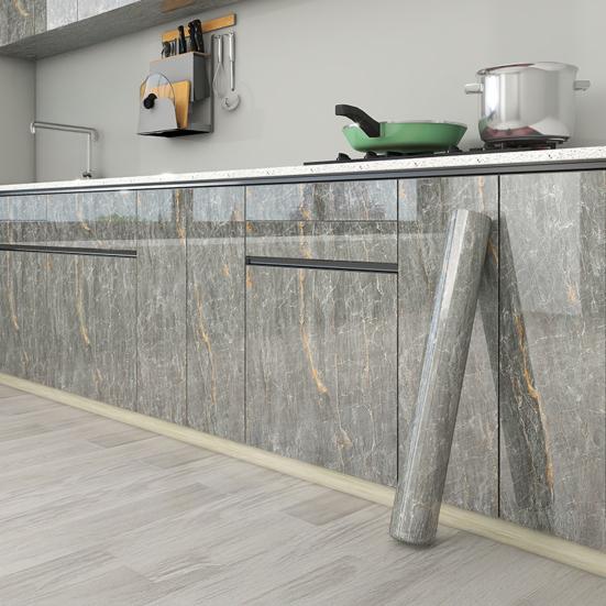 Marble Wallpaper Peel And Stick Waterproof Contact Paper Glossy Self Adhesive Oil-Proof DIY Sticker for Cabinet Door Kitchen Countertop